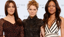Tre delle quattro Bond girls, da sinistra Bellucci, Seydoux, Harris Tre delle quattro Bond girls, da sinistra Bellucci, Seydoux, Harris