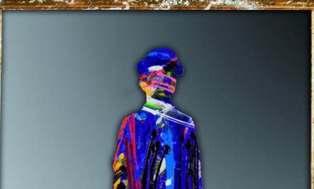 Charlie Chaplin, olio e acrilico su specchio Charlie Chaplin, olio e acrilico su specchio