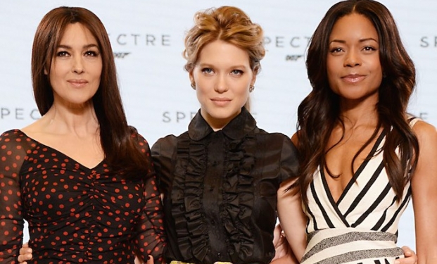 Tre delle quattro Bond girls, da sinistra Bellucci, Seydoux, Harris Tre delle quattro Bond girls, da sinistra Bellucci, Seydoux, Harris