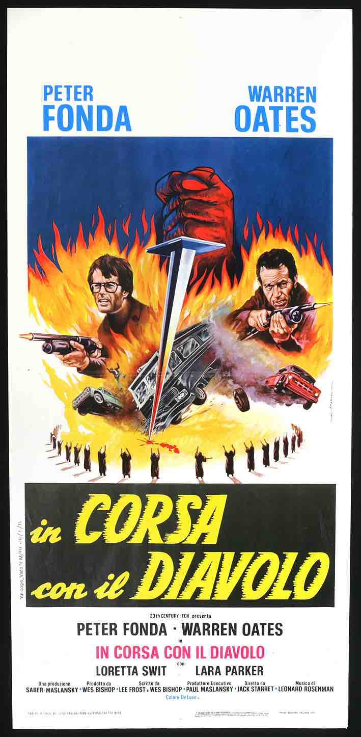 In Corsa con il diavolo" (Race with the devil), Jack Starrett. Locandina italiana cinematografica 1975 In Corsa con il diavolo" (Race with the devil), Jack Starrett. Locandina italiana cinematografica 1975