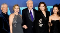 Stephen Lang, Kate Winslet, James Cameron, Sigourney Weaver e Trinity Jo-Li Bliss martedì a Londra