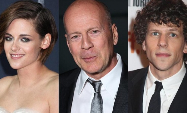 Kristen Stewart, Bruce Willis e Jesse Eisenberg Kristen Stewart, Bruce Willis e Jesse Eisenberg