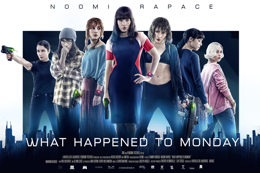 "What Happened to Monday" (Seven Sisters) (G.B./Usa/Norvegia 2017), Tommy Wirkola. Netflix original U.S. advertising "What Happened to Monday" (Seven Sisters) (G.B./Usa/Norvegia 2017), Tommy Wirkola. Netflix original U.S. advertising